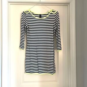 Blue and white stripe dress with neon accent